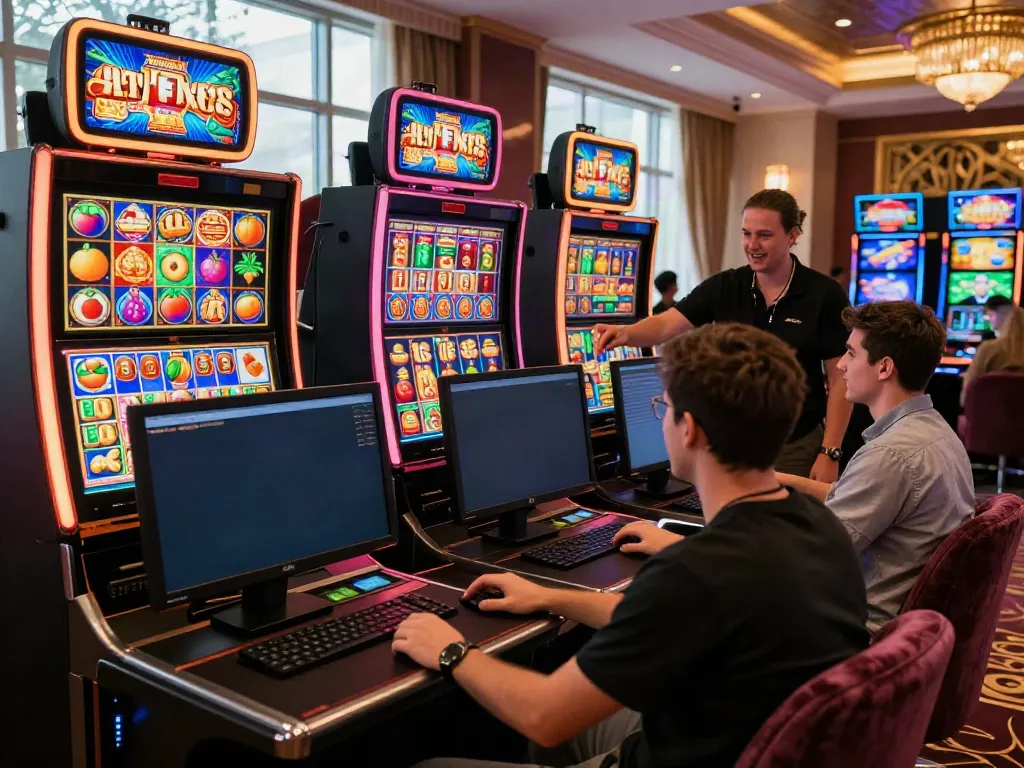Engaging virtual casino scene showcasing players enjoying exciting uk slots not on gamstop.