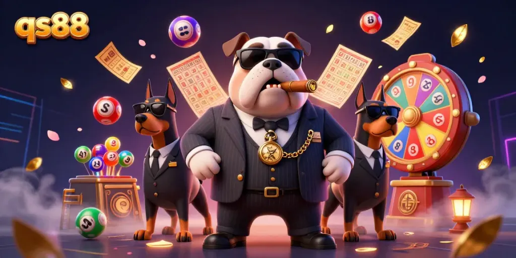 Engage in thrilling moments with qs88 as the mafia boss and Doberman bodyguards showcase vibrant casino elements.