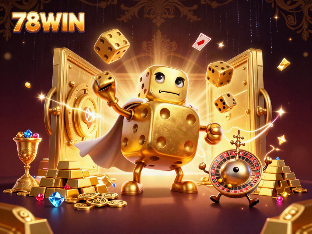 Experience thrilling gaming at 78WIN with vibrant casino elements and exciting gold visuals.