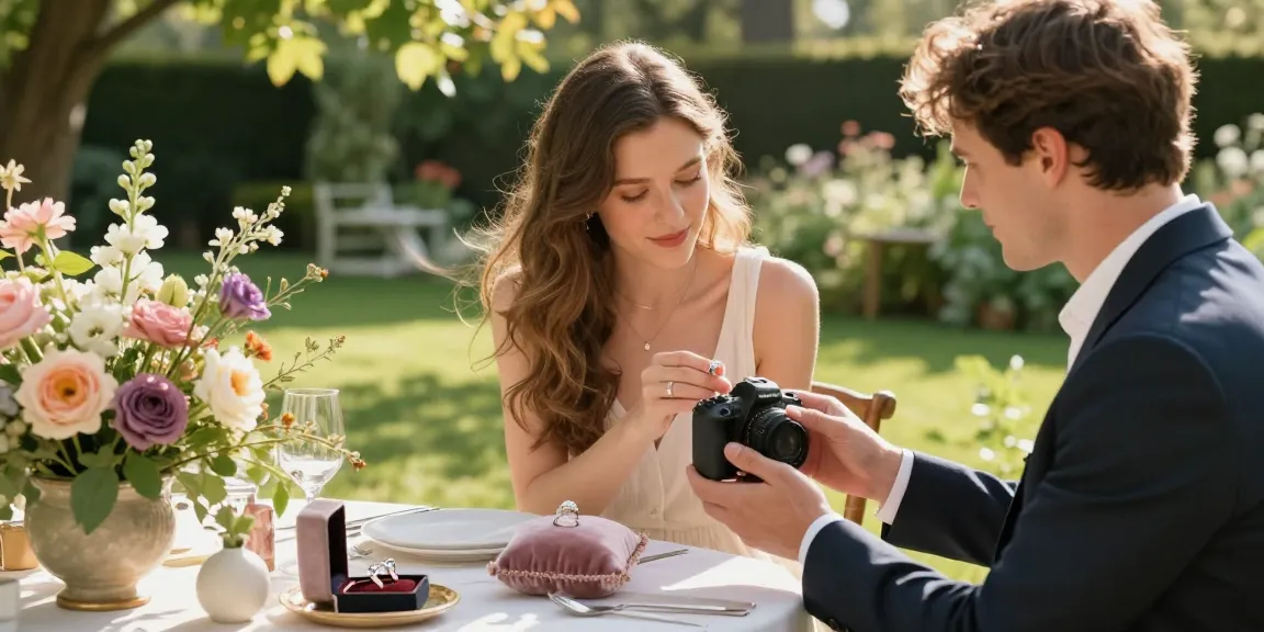 Beautiful engagement ring for women showcased in a romantic garden setting, capturing a moment of love.