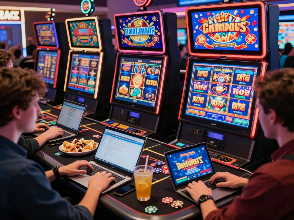 Players engaging with UK slots not on Gamstop in an exciting online casino scene.