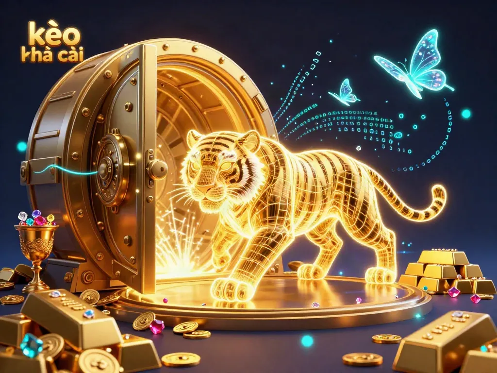 Engage with the vibrant energy of kèo nhà cái through a dynamic neon-tiger scene in a digital casino.