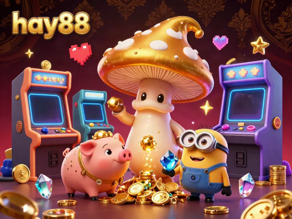 Experience the magic of hay88 with a vibrant illustration of a golden wizard, treasure, and gaming elements.