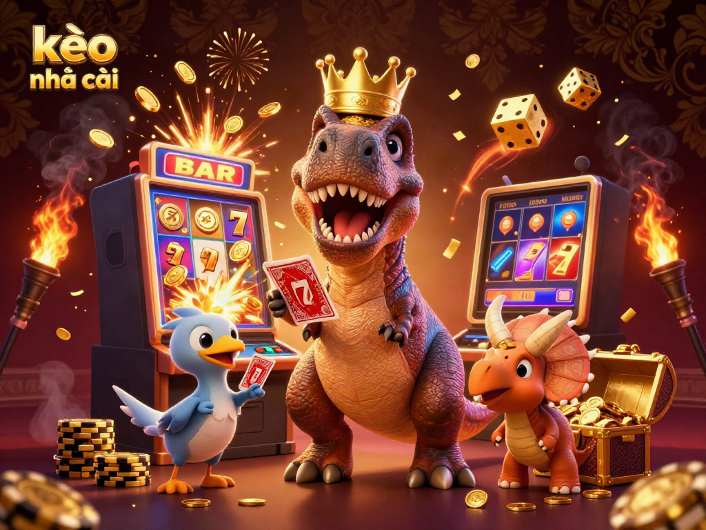 Engaging scene featuring kèo nhà cái characters and casino elements illustrating vibrant victories and betting excitement.