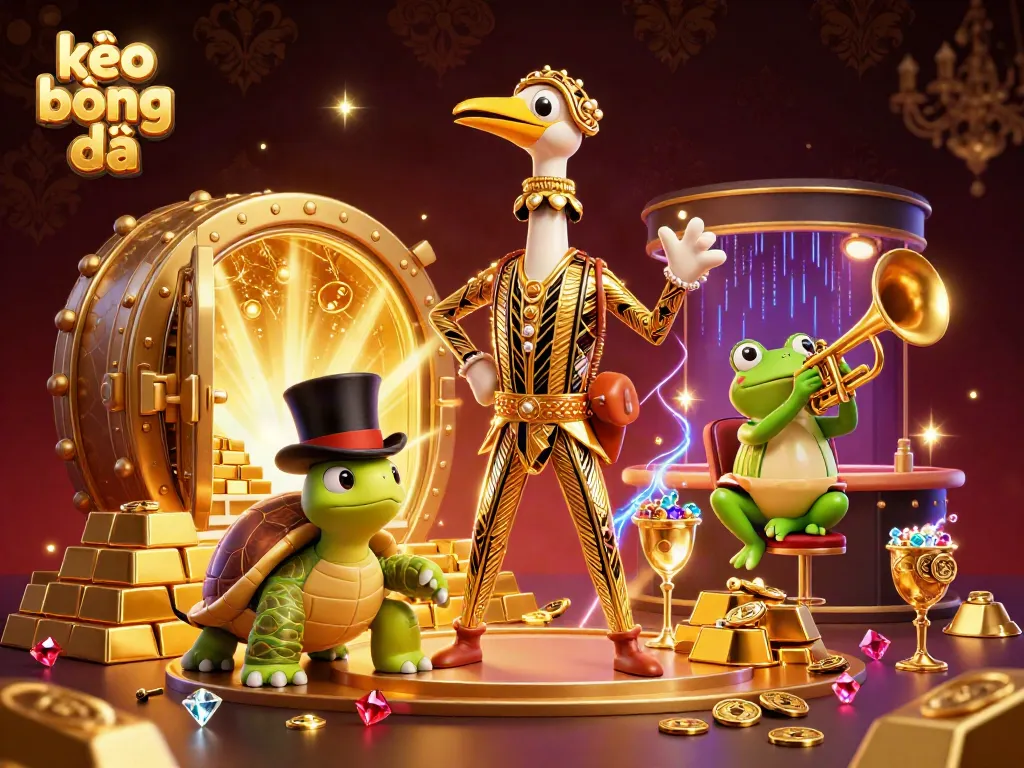 Experience kèo bóng đá with lively characters at a vintage casino scene alive with treasures.