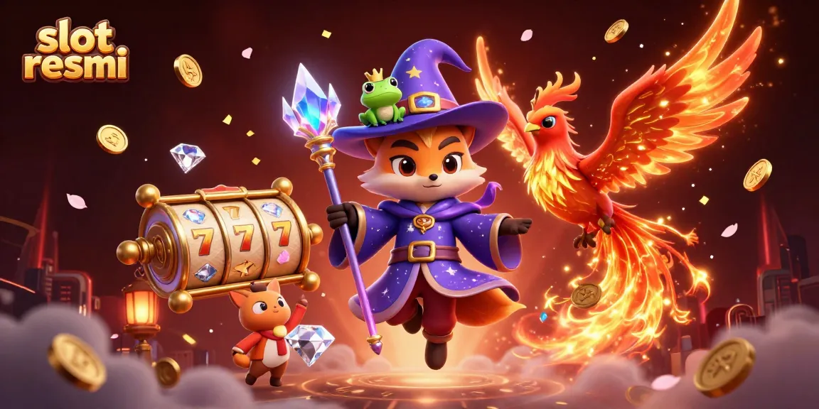 Win big with slot resmi in this vibrant 3D illustration featuring magical elements and excitement.
