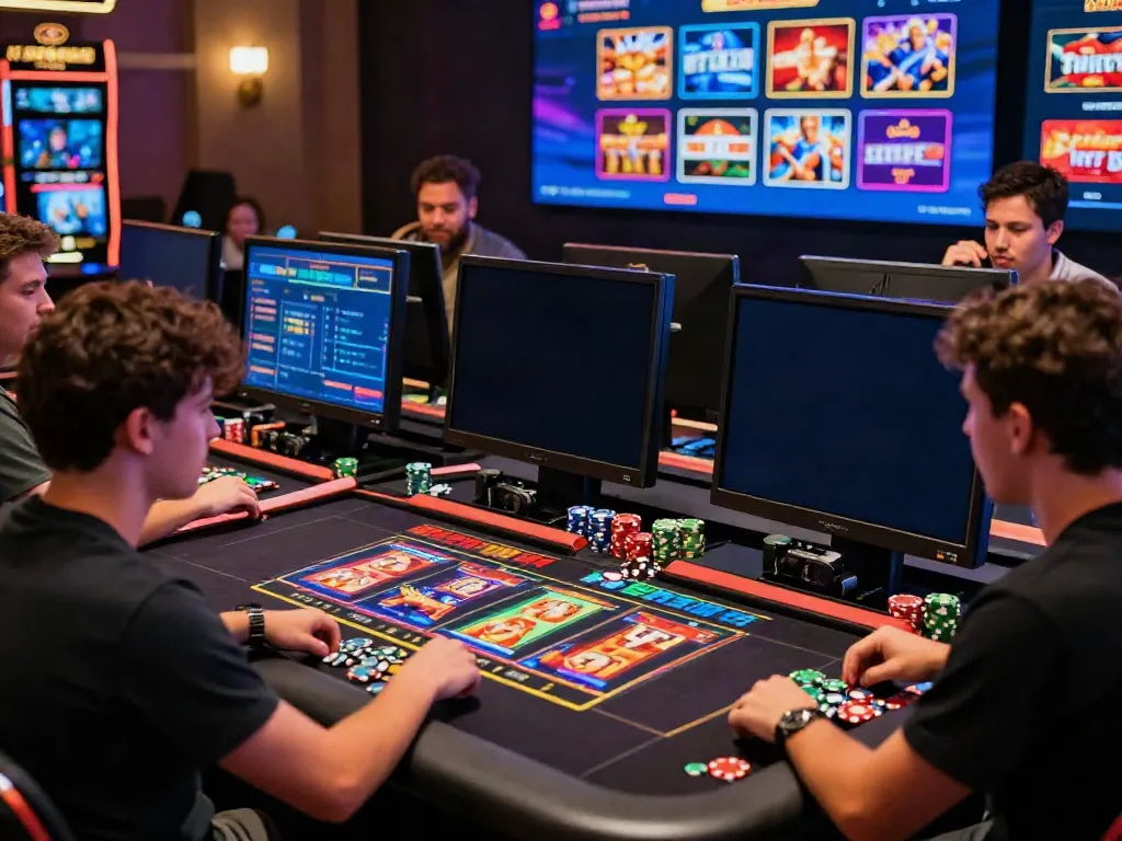 Exciting online gaming scene with players enjoying uk slots not on gamstop.
