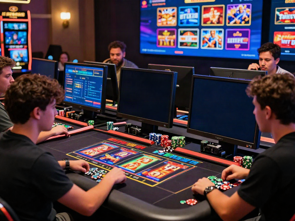 Exciting online gaming scene with players enjoying uk slots not on gamstop.