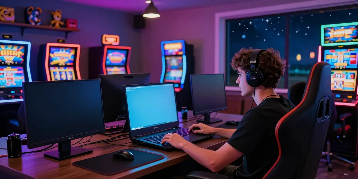 Exciting scene showcasing uk slots not on gamstop with a player engaged in an online gaming experience.