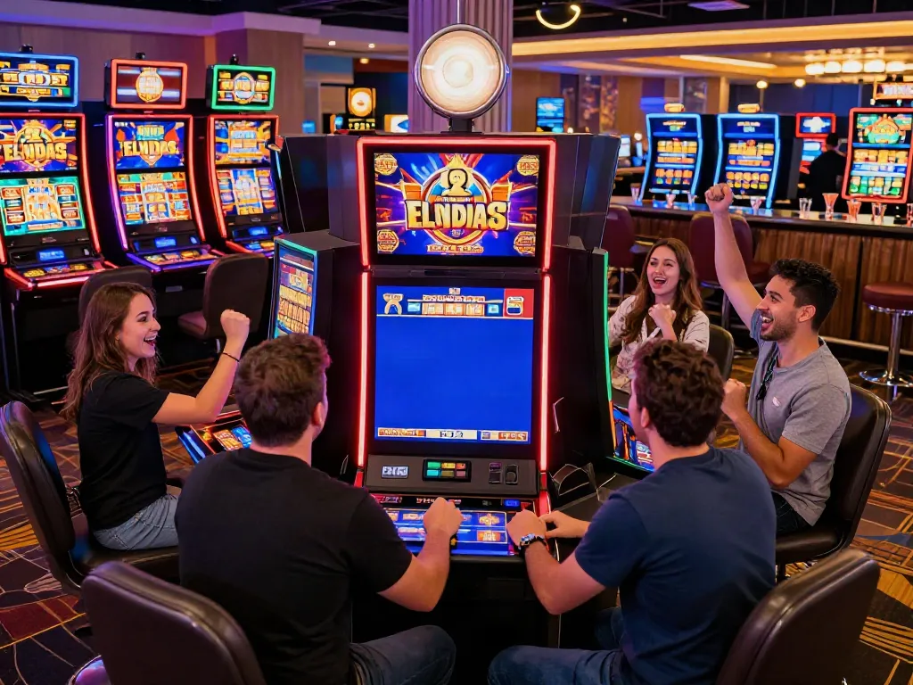 Engaged players enjoying UK slots not on GamStop in a vibrant casino environment.