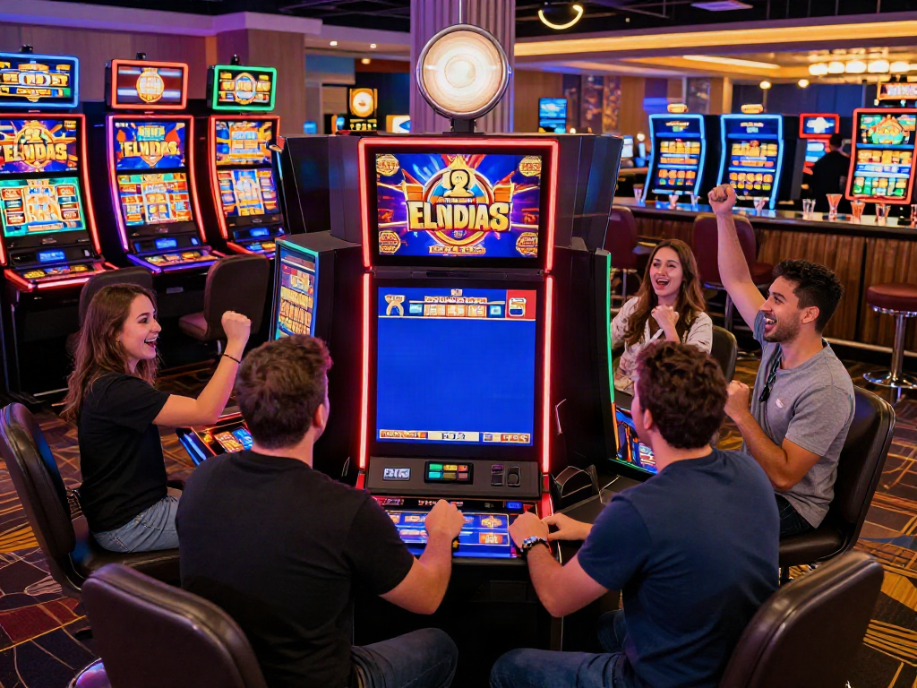 Engaged players enjoying UK slots not on GamStop in a vibrant casino environment.