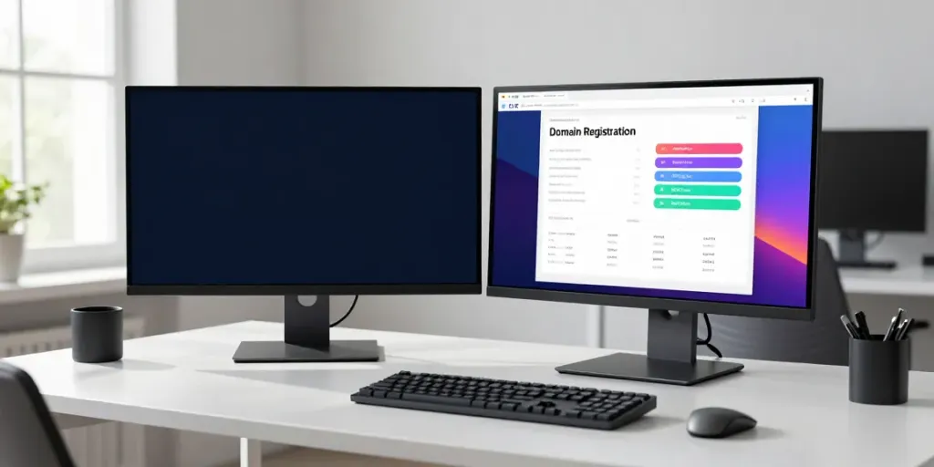 UK domain renewal prices displayed on modern tech devices in a professional workspace.