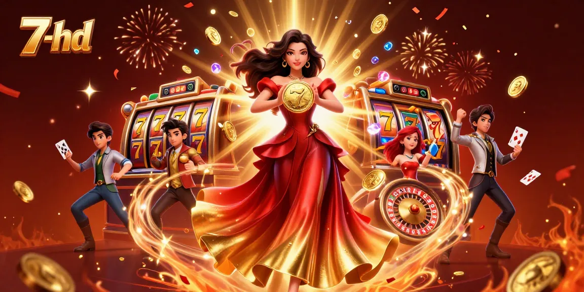 Experience thrilling wins with 7-hd slot reels and vibrant casino elements raining down.