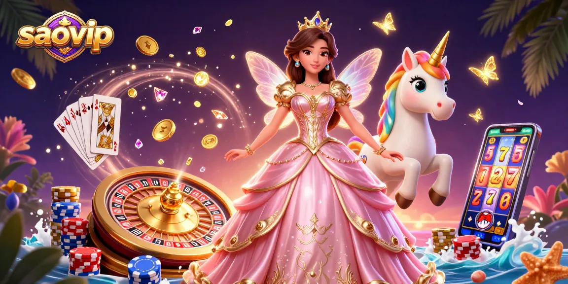 Spin to win with saovip in this vibrant 3D casino scene showcasing enchanting elements.