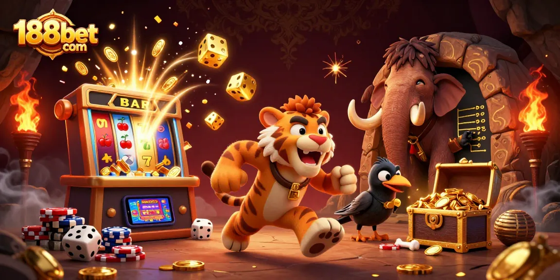 Experience the thrill of 188bet com with a dynamic 3D casino scene featuring vibrant elements and colorful characters.