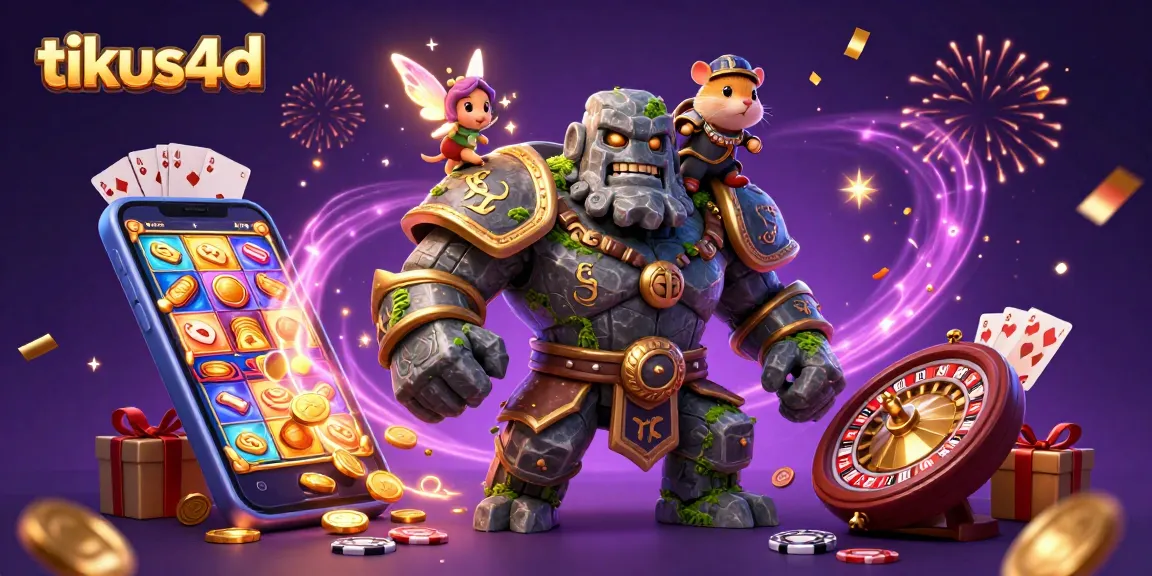 Experience the excitement of tikus4d with colorful slot games and magical characters in a dynamic casino scene.