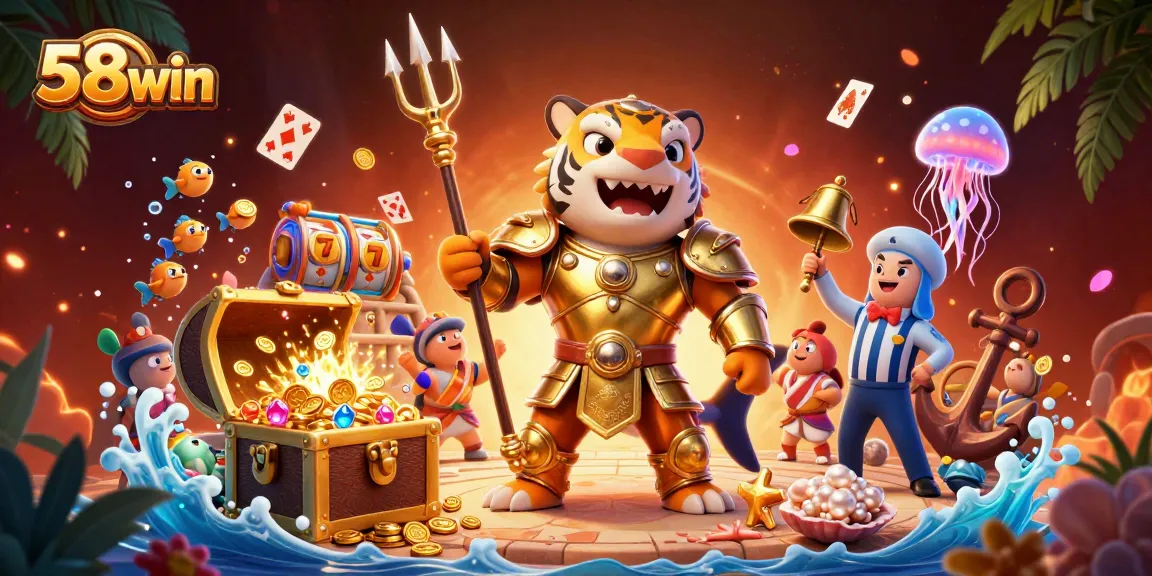Experience thrilling gameplay with 58win in a vibrant underwater casino scene.