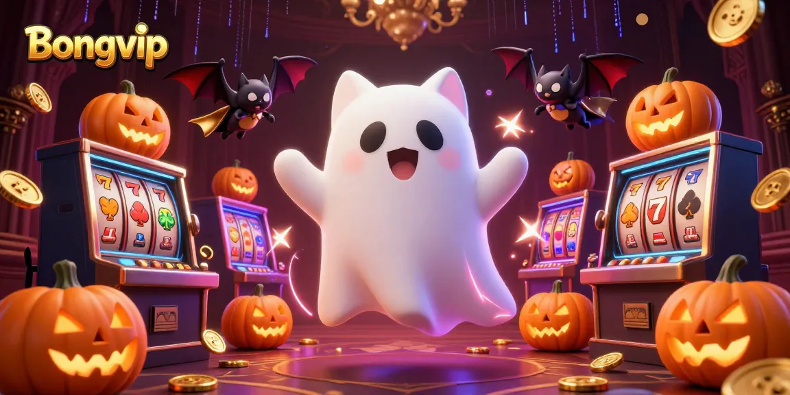 Bongvip offers thrilling online slot experiences in a vibrant haunted casino setting.